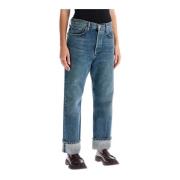 Agolde Mörka Vintage Låg Midja Raka Jeans Blue, Dam