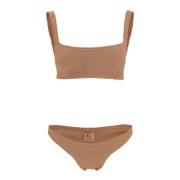 Hunza G Rynkad Stretch Tvådelad Bikini Set Brown, Dam