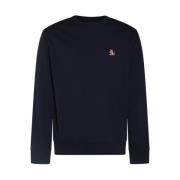 Maison Kitsuné Blå Bomull Logo Sweatshirt Sweaters Blue, Herr