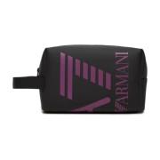 Emporio Armani EA7 Svart Skönhet Logo Lila Dragkedja Black, Unisex