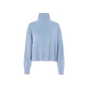 Samsøe Samsøe Blå Turtleneck Ullblandningströja Blue, Dam