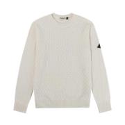 Roy Roger's Vit Stilfull Pullover Sweatshirt Aw24 White, Herr