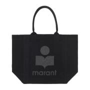 Isabel Marant Étoile Glitter Logo Bomull Shopper Väska Black, Dam