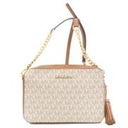 Michael Kors Pre-owned Pre-owned Canvas axelremsvskor Beige, Dam