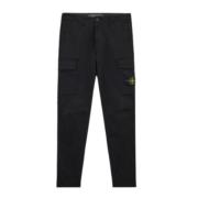 Stone Island Cargo Bomull Stretchbyxor med Dragkedjefickor Black, Herr