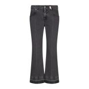 Alexander McQueen Grå Mini Flare Jeans med Metallic Detaljer Gray, Dam