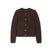 Ba&Sh Strukturerad Cardigan med Knappstängning Brown, Dam