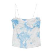 Ganni Satin Slip Top med Band White, Dam