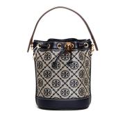 Tory Burch Elegant Blå Handväska med Beige Accents Multicolor, Dam