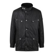 Barbour Duke Vaxad Jacka - Biker Stil Black, Herr