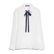 Max Mara Studio Silke Crêpe de Chine Blus White, Dam