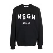 Msgm Casual Sweatshirt med 99C Design Black, Herr