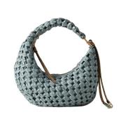 Borbonese Mini Hobo Väska i Naturlig Edera Blue, Dam