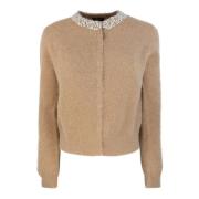 Liu Jo Brun Cardigan med Broderade Pärlor Brown, Dam