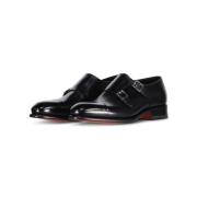 Santoni Läder dubbla monkstraps för stiligt utseende Black, Herr