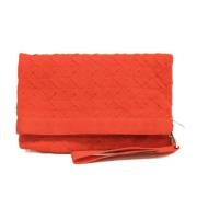 Bottega Veneta Vintage Pre-owned Laeder kuvertvskor Orange, Dam