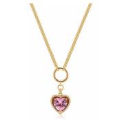 Nialaya Women's Necklace with Pink Cubic Zirconia Heart Pendant Yellow...