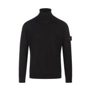 Stone Island Ull Turtleneck Tröja i Svart Black, Herr