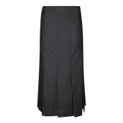 Ganni Melange Stripe Midi Kjol Black, Dam