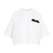 Bottega Veneta Hjärta Läder T-shirt White, Dam