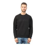 Guess Svart Crewneck Tröja med Frontlogo Black, Herr