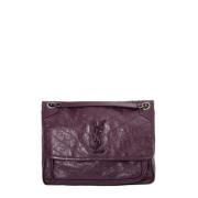 Yves Saint Laurent Vintage Pre-owned Laeder axelremsvskor Purple, Dam