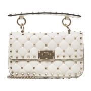 Valentino Garavani Rockstud Elfenbensfärgad Quiltad Läder Väska Beige,...