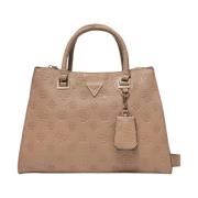 Guess Stilfull Society Satchel i Mörk Taupe Brown, Dam