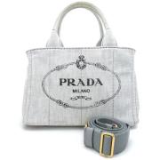 Prada Vintage Pre-owned Canvas totevskor Gray, Dam