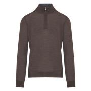 Gran Sasso Ull Half-Zip Stickat plagg Brown, Herr