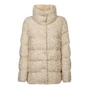 Moncler Broderad Multifärgad Hög Krage Jacka Beige, Dam