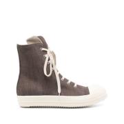 Rick Owens Svart Hög Topp Sneaker Brown, Herr