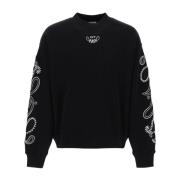 Off White Stencil-stil Crewneck Sweatshirt med Paisley-detaljer Black,...