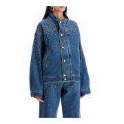 Alessandra Rich Denim Bomberjacka med Strass Blue, Dam