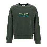 Maison Kitsuné Gradient Logo Oversized Crewneck Sweatshirt Green, Herr