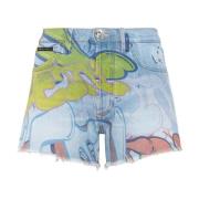 Philipp Plein Graffiti Bombing Denim Shorts Multicolor, Dam