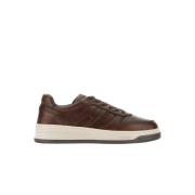 Hogan Bruna lädersneakers klassisk italiensk stil Brown, Herr