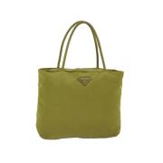 Prada Vintage Pre-owned Nylon handvskor Green, Dam