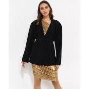 Norma Kamali Svart Oversized Blazer med Bälte Black, Dam