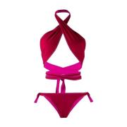 Reina Olga Burgundy Halter Bikini Set Red, Dam