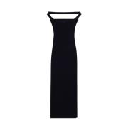 Courrèges Svart Stickad Midi Klänning Black, Dam