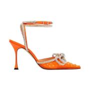 Mach & Mach Orange Crystal Double Bow High Heels Orange, Dam