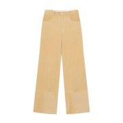 Aeron Kräm Corduroy Wide Leg Byxor Beige, Dam