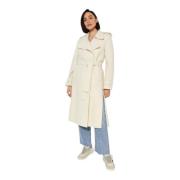 Harris Wharf London Dubbelknäppt trenchcoat med sprund White, Dam