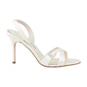 Manolo Blahnik Beige Satin High Heel Sandals Beige, Dam