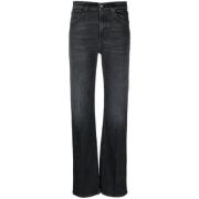 Dondup Svarta höga midje straight-leg jeans Black, Dam