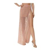 Santa Brands Rosa Maxi Mesh Kjol med Kristallutsmyckningar Pink, Dam