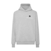 Philipp Plein Grå hoodie med logotyp Gray, Herr