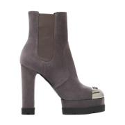 Casadei Grå Mocka Plattform Ankelboots Gray, Dam