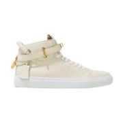 Buscemi Beige läder high-top sneakers med logotyp Beige, Dam